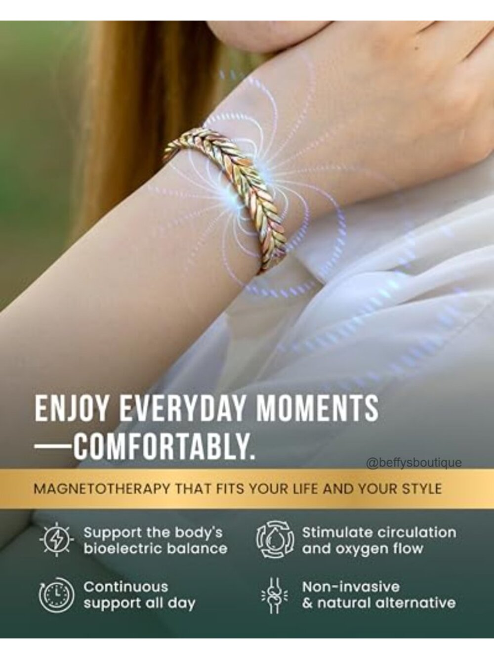 Copper Magnetic Cuff Bracelet, Tri-Color, M/L